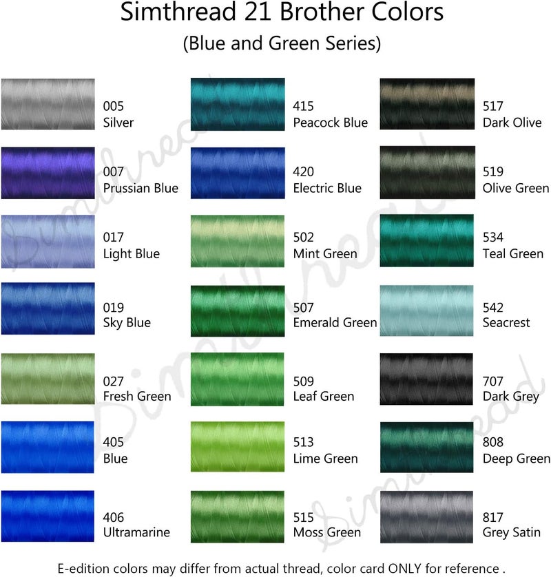 simthread Embroidery Machine Thread Kit 800Y 21 Spools Blue and Green Colors for Professional Embroidery Design - Image 4